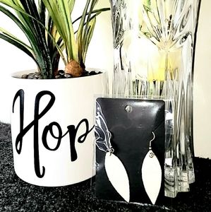 Leather white glitter Earrings